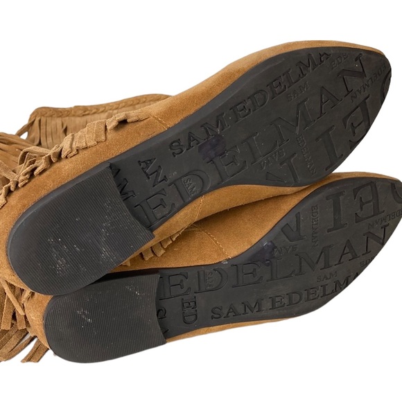 Sam Edelman Utah Suede Leather Fringed Moccasin Boot - Picture 10 of 14